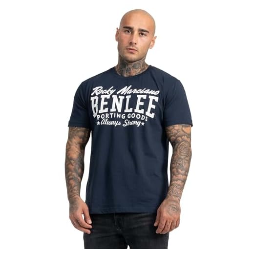 BENLEE Rocky Marciano Men Regular Fit T-Shirt Retro Logo Camisa, Hombre, Azul Oscuro, S