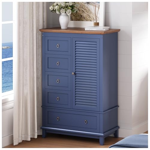 Farmhouse-5-Drawer-Dresser-for-Bedroom5-Drawer-Dresser-with-Storage49-Tall-Modern-Dresser-with-Metal-HandlesRustic-Chest-of-DrawersLarge-Wood-Drawer-Organizer-for-BedroomLiving-RoomHallwayBlue Farmhouse 5 Drawer Dresser for Bedroom5 Drawer Dresser with Storage49 Tall Modern Dresser with Metal HandlesRustic Chest of DrawersLarge Wood Drawer Organizer for BedroomLiving RoomHallwayBlue