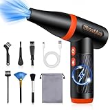 Libershine Compressed Air Duster - 130000RPM Electric Air Duster for PC, Turbo Fan with LED Light, 3 Gear Adjustable Jet Dry Blower - Rechargeable Cordless Air Blower for Computer Keyboard, Car, Home