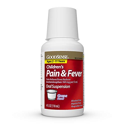 Image of GoodSense Children's Pain & Fever Oral Suspension Acetaminophen 160 mg per 5 mL, Grape Flavor, Fast, Effective Pain Reliever and Fever Reducer for Children, 4 Fluid Ounces