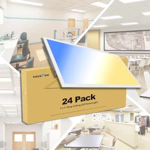 Image of 24-Pack 2x4 LED Flat Panel Light Drop Ceiling Fixture, 3CCT Selectable (3000K /4000K /5000K) & 50W 40W 30W Switchable, 0-10V Dimmable, 100-277Vac, ETL & DLC