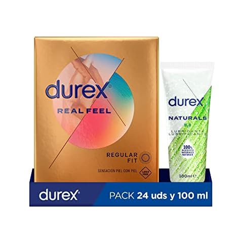Durex Preservativos Real Feel + Lubricante Naturals H20-24 Condones + Lubricante 100ml Cover