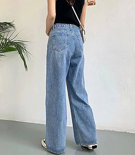 HDLTE Women Ripped Boyfriends Jeans Distressed High Waist Baggy Denim Pants Wide Leg Straight Trousers Y2k Streetwear… - Image 3
