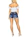 Govc Women Casual Summer Mid Waist Stretchy Denim Jean Shorts Junior Short Jeans(Dark Blue,L)