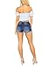 Govc Women Casual Summer Mid Waist Stretchy Denim Jean Shorts Junior Short Jeans(Dark Blue,M)