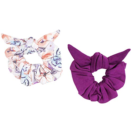 Maven Thread 2 Count Hair Scrunchies Elastic Hair Bands Scrunchy Hair Ties Accessories for Women or Girls Purple Floral - ASANA Set
