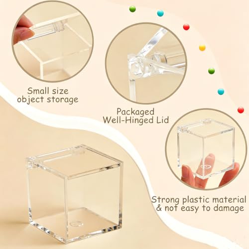 Image of Gonice 40 Pcs Acrylic Boxes with Lid, Small Square Box With Hinged Lid