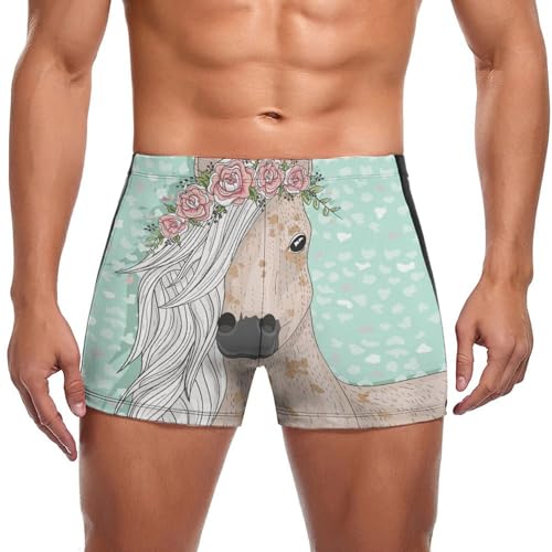 Swim briefs homme motif fleur de licorne verte séchage rapide