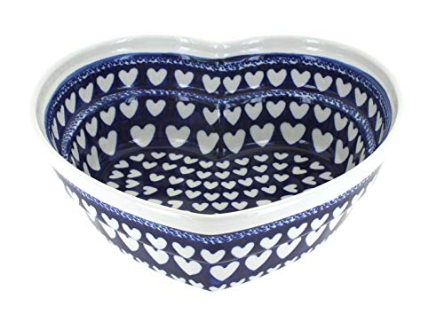 Blue Rose Polish Pottery Valentina Large Heart Bowl