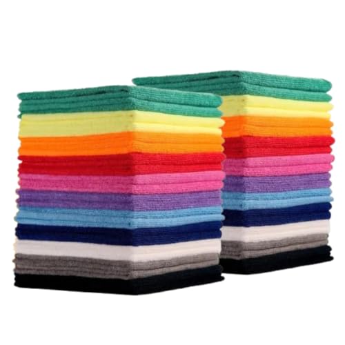 Image of Showstopper Microfiber Cleaning Cloth, 22 Pack Cleaning Rag, Cleaning Towels 250GSM (Multi Color, 30cm X 30cm)