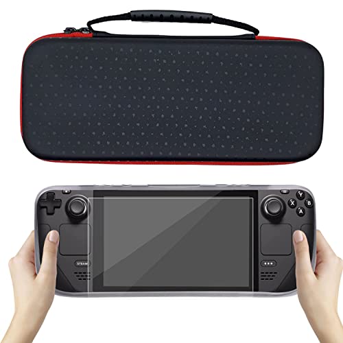 Carrying Case For Steam Deck, 3 In 1 Accessories Set With Steam Deck Silicone Soft Cover Protector & Portable Travel Carry Case & Screen Protector, Full Protection And Compatibility With Steam Deck #TOP5