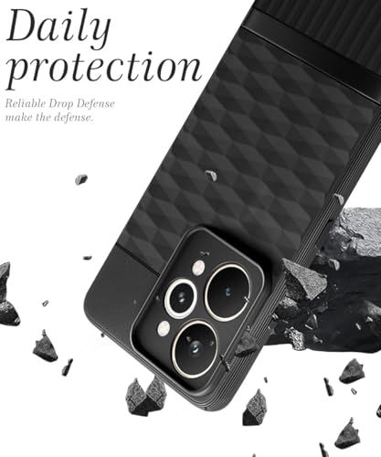 Image of WOW IMAGINE Back Cover for Realme 15 5G with Hexa Cube Design | Ultra Slim Soft Rubberised Case | Inner Velvet Fabric | Matte Silicone Flexible Mobile Case | Camera Protection - Black