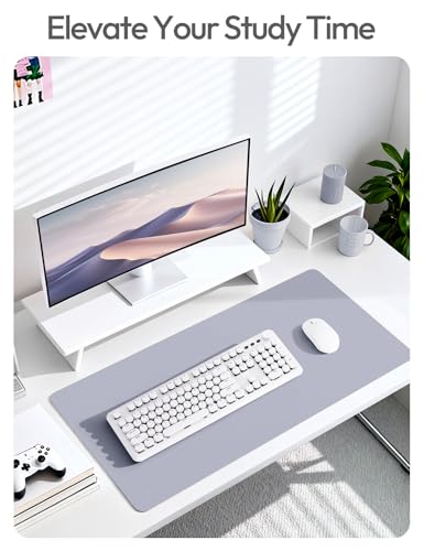 Image of YSAGi Leather Desk Pad Protector, Office Desk Mat, Large Mouse Pad, Non-Slip PU Leather Desk Blotter, Laptop Desk Pad, Waterproof Desk Writing Pad for Office and Home (Soft Lavender,47 inch x 17 inch)