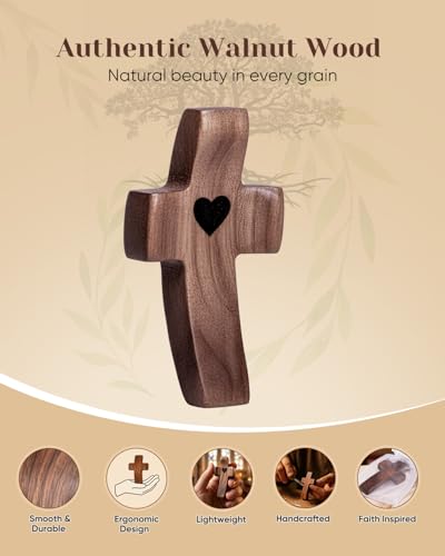 JIUKONG Wooden Cross Fidget, Cross My Heart | Encouragement Gift, Handcrafted Pocket Wood Crosses, Relieve Anxiety For Youself, Inspirational Easter Gift for Christian Faith, Baptism, Prayer (1 Pcs) — view 4