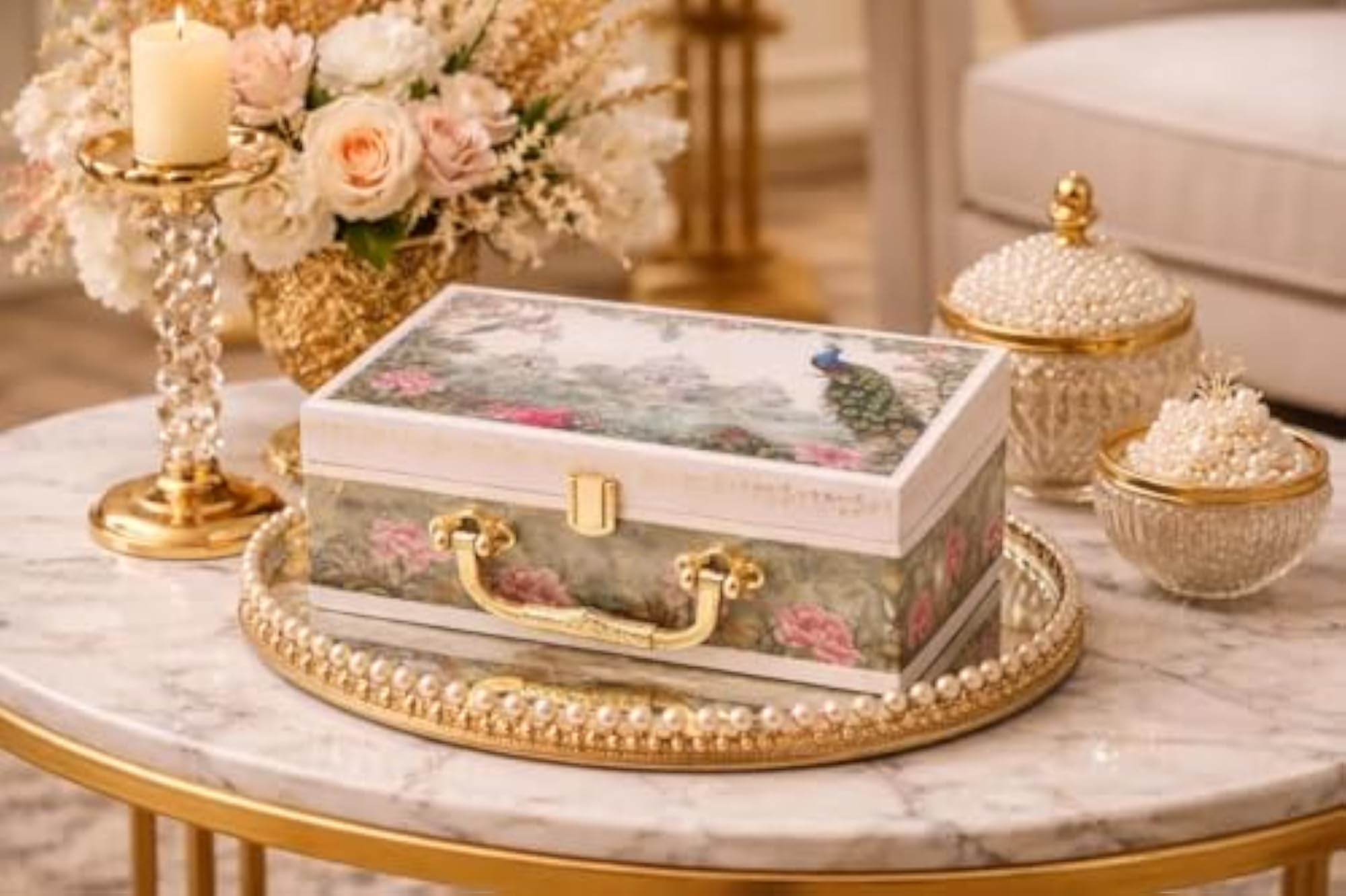 Luxury Wedding Gift Box Set with 2 Scented Candles, Premium Keepsake Box