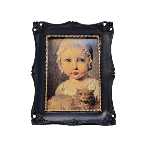 CISOO 2.5x3.5 Small Vintage Picture Frame, Antique Black Ornate Wallet Size Photo Frame, Tabletop and Wall Display, Retro Home Decor
