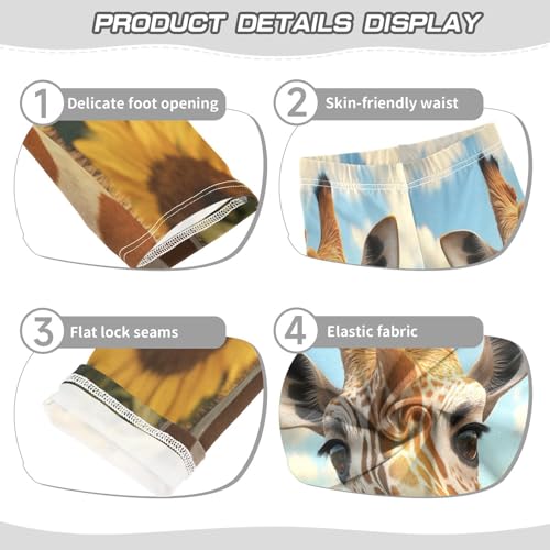 Giraffe Sunflower Girls Casual Leggings for Kids Printed Long Pant Bottoms Stretch and Soft3