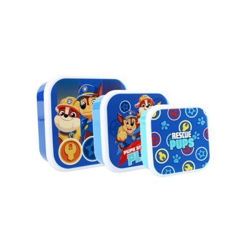 My sweety pop, Set of 3 Paw Patrol snack boxes, lunch box, for children, nursery, kindergarten, school, holiday, meal