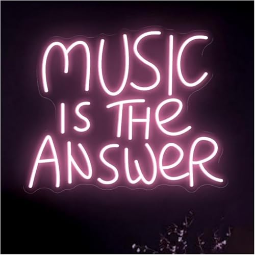 Enseigne au néon Music Is The Answer LED 36x40cm pour décoration murale