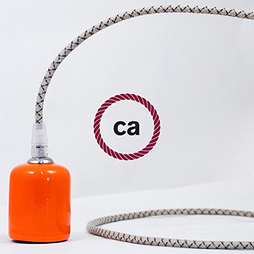 Creative Cables Textilkabel Rund, Raute-Muster – 5 Meter, 2x0,75 Mm², Rindenfarben – Für Lampen & Deko
