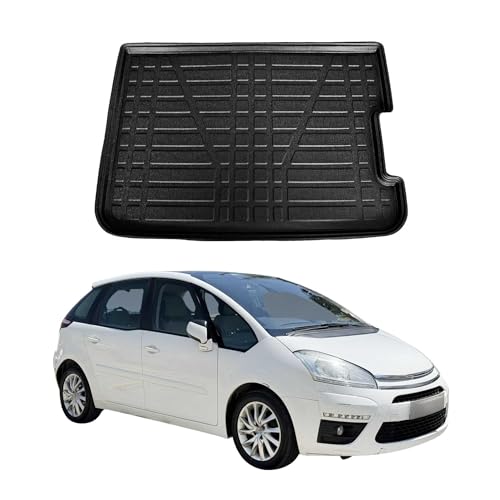 Tapis de Coffre pour Citroen C4 Picasso 2006-2012 en TPE Noir 1x