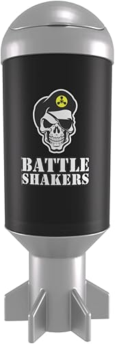 Battle Shakers Mortero Shaker Cup | Botella agitadora con temática militar | Taza de proteína a prueba de fugas con compartimento de almacenamiento