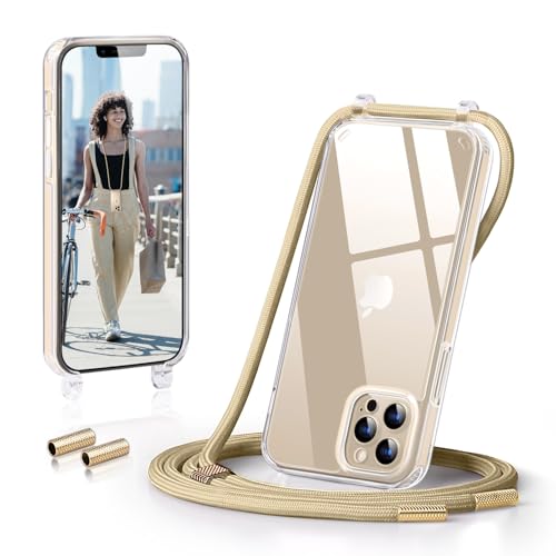 GOODVISH Handykette Kompatibel mit Apple iPhone 13 iPhone 14 Display, Necklace Hülle mit Band Handyhülle für zum Umhängen, Transparent Case mit Schnur, Kameraschutz und Bildschirmschutz