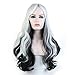 Produktbild Bad Perücke Bandit Langwelle Schwarz Weiß Ombre Synthetische Perücke Frauen Prinzessin Haar Halloween Cosplay Kostüm Hitzebeständig