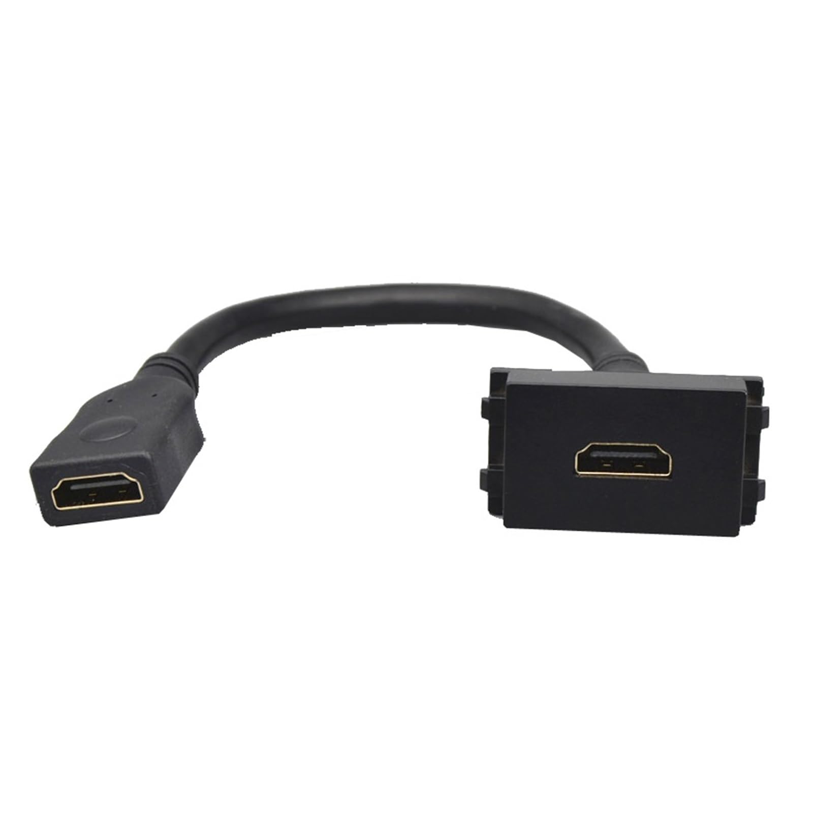 Czarne gniazdo modułowe HDMI2.0 z przedłużaczem 22 cm, gniazdo kompatybilne z HDMI