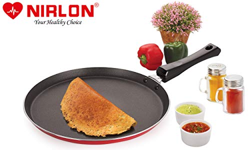 Image of Nirlon Aluminum Non Stick Flat Dosa /Roti Tawa with Bakelite Handle 29.5cm(26 mm Classic FT126)