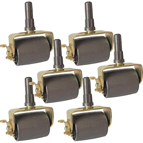 Home's Place Heavy Duty Steel Stem Bed Frame Wheels Casters Rollers with Plastic Inserts, Set of 6 Locking Cover