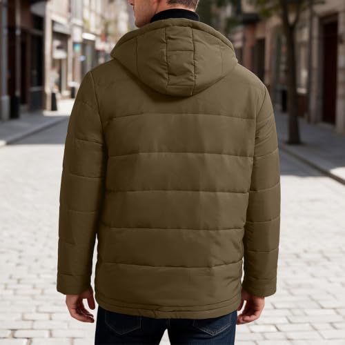 Mens Puffer Jacket with Hood Lightweight Long Sleeve Warm Winter Coats - image 7