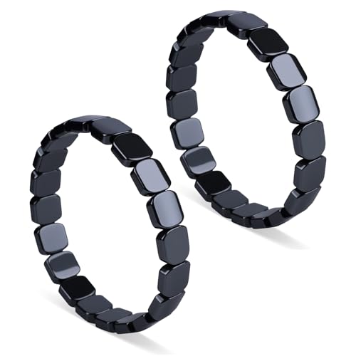 BLPRKOT 2 Pièces Bracelet Hematite Homme Reprendre Confiance Restauration énergie Confortable Bracelet Hematite Pour Homme Cadeau