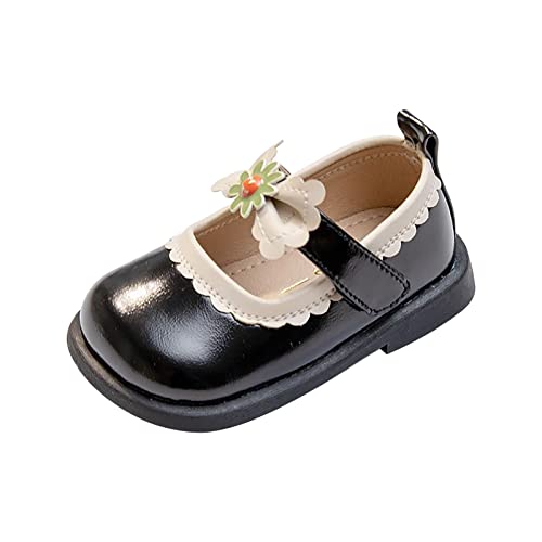 Baby Infant Shoes Boy Girl Sandals First Walkers Prewalkers Athletic Non-Slip Leather Flat Sandals (Black, 6.5 Infant)