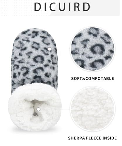 Image of DICUIRD Womens Thick & Warm Slipper Socks with Grippers - Christmas House Slippers