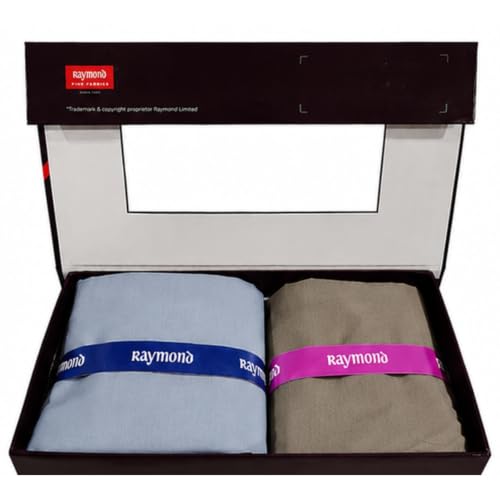 Image of Raymond Fabrics Men's Unstitched Shirt and Pant Fabric Combo | Premium Poly Viscose Dress Material Set with Presentation Gift Box | Formal & Casual Tailoring Fabric