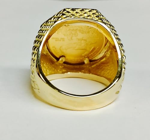 1/10 Oz American Eagle Coin in 14k Yellow gold finish Mens wedding engegment Ring4