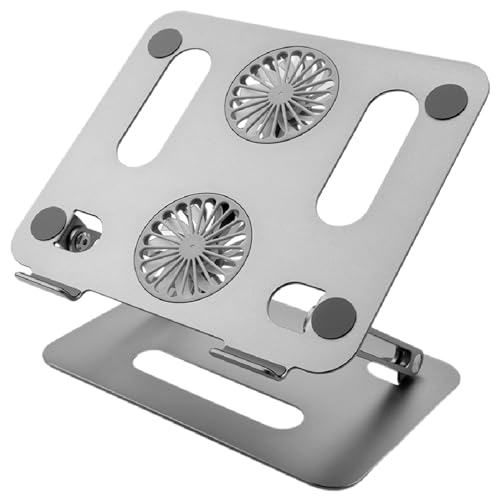 Lisher - Soporte de refrigeración para ordenador portátil, plegable, soporte de doble capa, ventilador de elevación regulable, ordenadores portátiles de 12 a 17 pulgadas