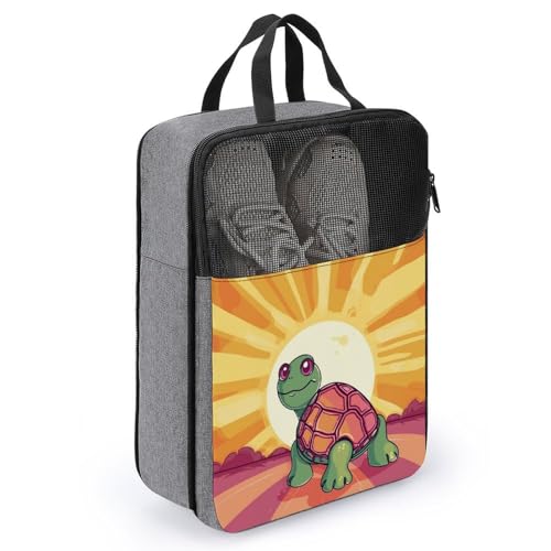 Sac à chaussures imprimé tortue gris élégant en taille unique