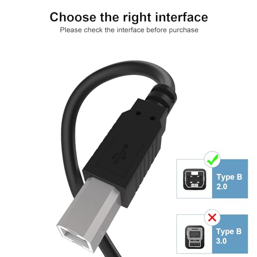 Image of Replacement USB A to Type B Printer Cable Cord Compatible with Canon MegaTank G3270, PIXMA MG3620, TS702a, TS6420a, TS7720, TR4720, TR7020a, TR8620a, G6020, imageCLASS LBP6030w (8.9FT)