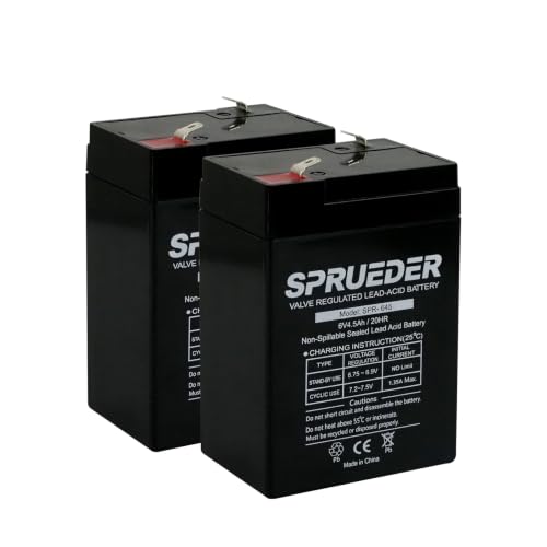 SPRUEDER 6 Volt 4.5Ah Rechargeable Sealed Lead Acid(SLA) Battery 2 Pack with F1 Terminal
