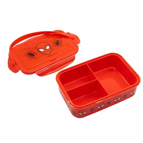 Image of Fast Forward Spiderman Bento Lunch Box for Kids | Marvel Food Container with Utensils | BPA-Free Toddler Lunch Kit with 3 Compartments | Bento Snack Box with Spoon & Fork | Ages 4+