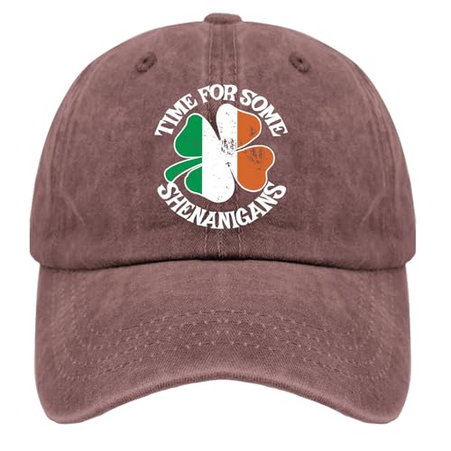 Karclau Time for Some Shenanigans Caps Custom Hats Wine Red Gifts for Him Cycling Cap