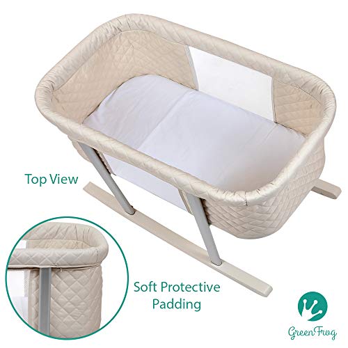 image for Green Frog Baby Bassinet Cradle Includes Gentle Rocking Feature, Great