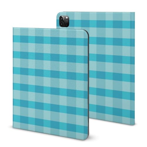 Coque iPad Pro 11 pouces fine avec porte-stylet et mise en veille automatique vichy bleu
