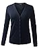 BILY Women's V-Neck Button Down Long Sleeve Classic Knit Cardigan Navy Large