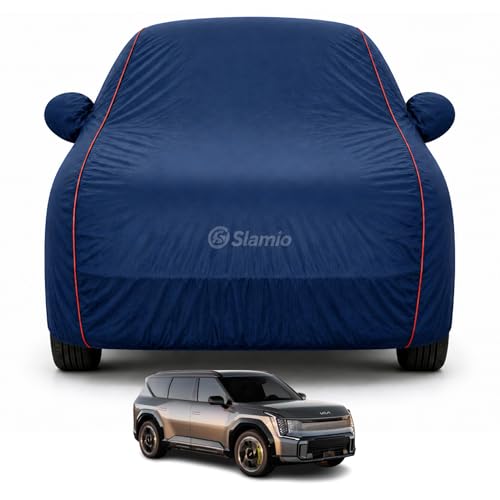 Image of Car Cover for Kia EV9 2024-2026 | 100% Waterproof Heavy-Duty 3-Layer Car Body Cover | All-Weather Rain, UV, Sun & Dust Protection | Custom Fit | Mirror & Antenna Pockets | Navy Blue