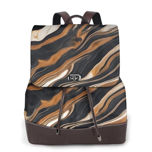 Sac à dos en cuir marbre abstrait pour femme, étanche et confortable pour le travail