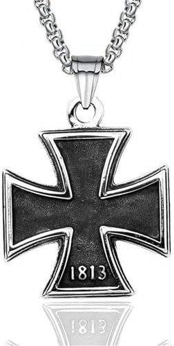 Generic Mens Stainless Steel German Iron Cross Pendant Necklace Jewelry Gift Pendants, Black, white