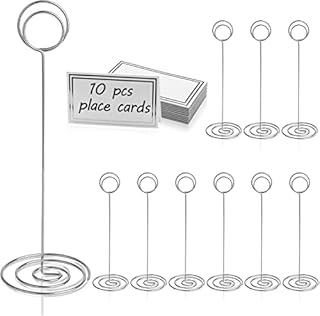 HomWanna Table Number Holders with Place Cards 10Pcs - 8.75 inch Place Card Holder Tall Table Number Stands with Table Name Cards for Weddings Party Graduation Centerpiece Decoration Memo (Silver)